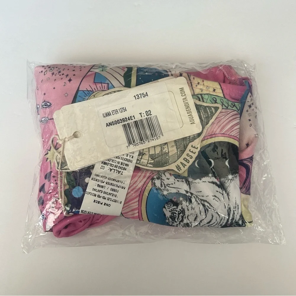 NWT Agua Bendita Iliana Eter One Piece Swimsuit Pink Celestial Girls Size 2
